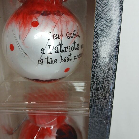 NFL New England Patriots Christmas Holiday Ornaments 3 Glass Ball Decorations - Picture 2 of 6